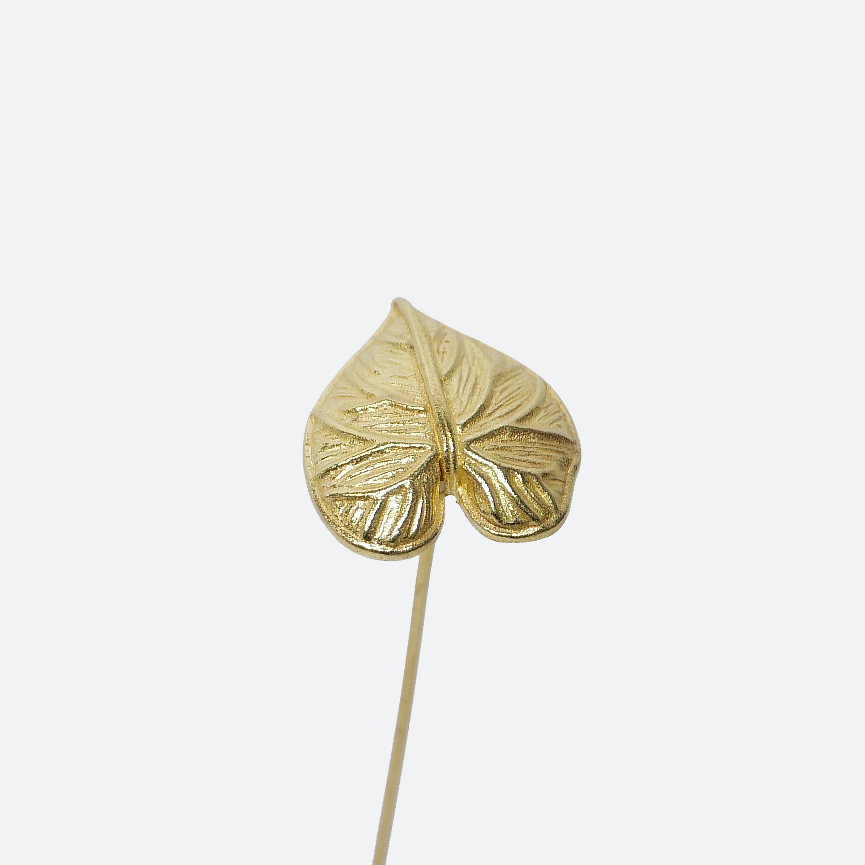 ハートリーフ水蓮モチーフ 真鍮ミニオブジェ｜選べる木製花瓶付き