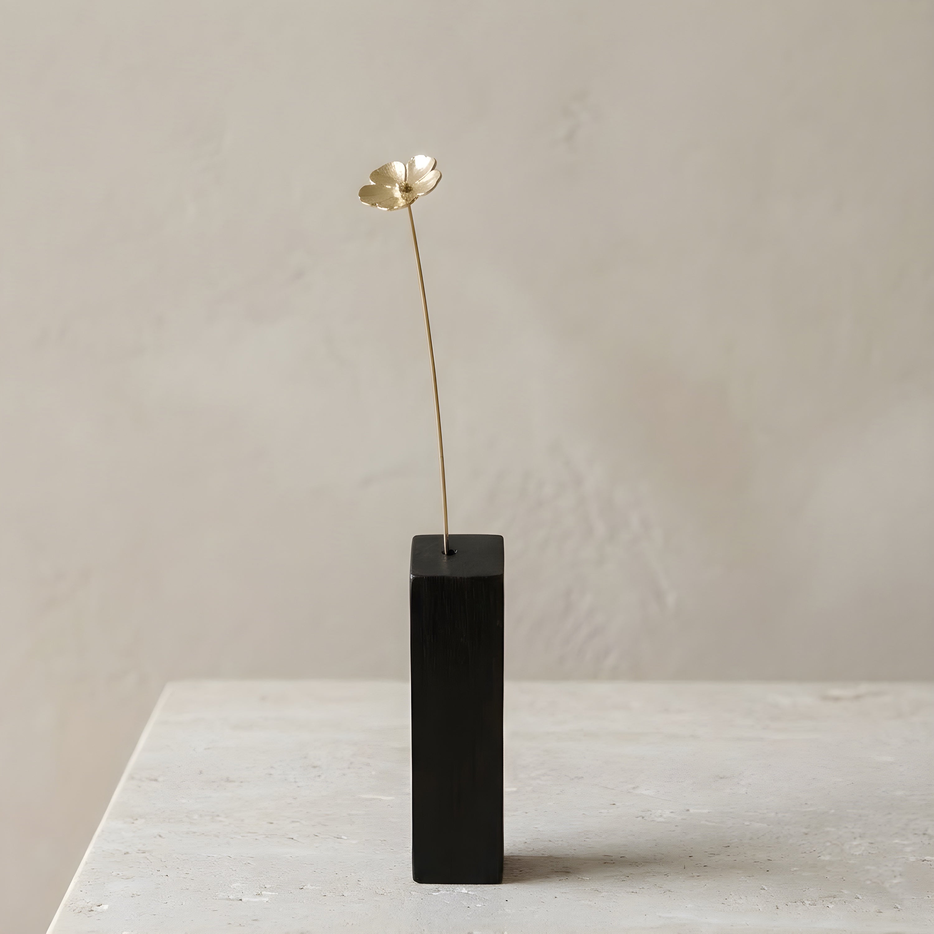 Brass Wildflower Mini Sculpture with Choice of Wooden Vase