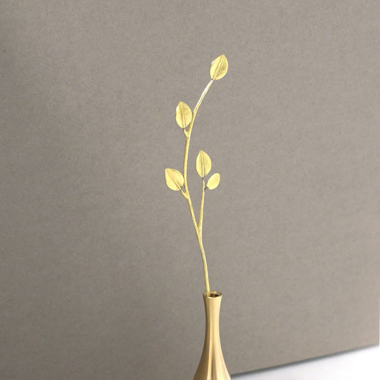 ふっくらリーフ付き 真鍮製一輪挿しオブジェ JF043-2