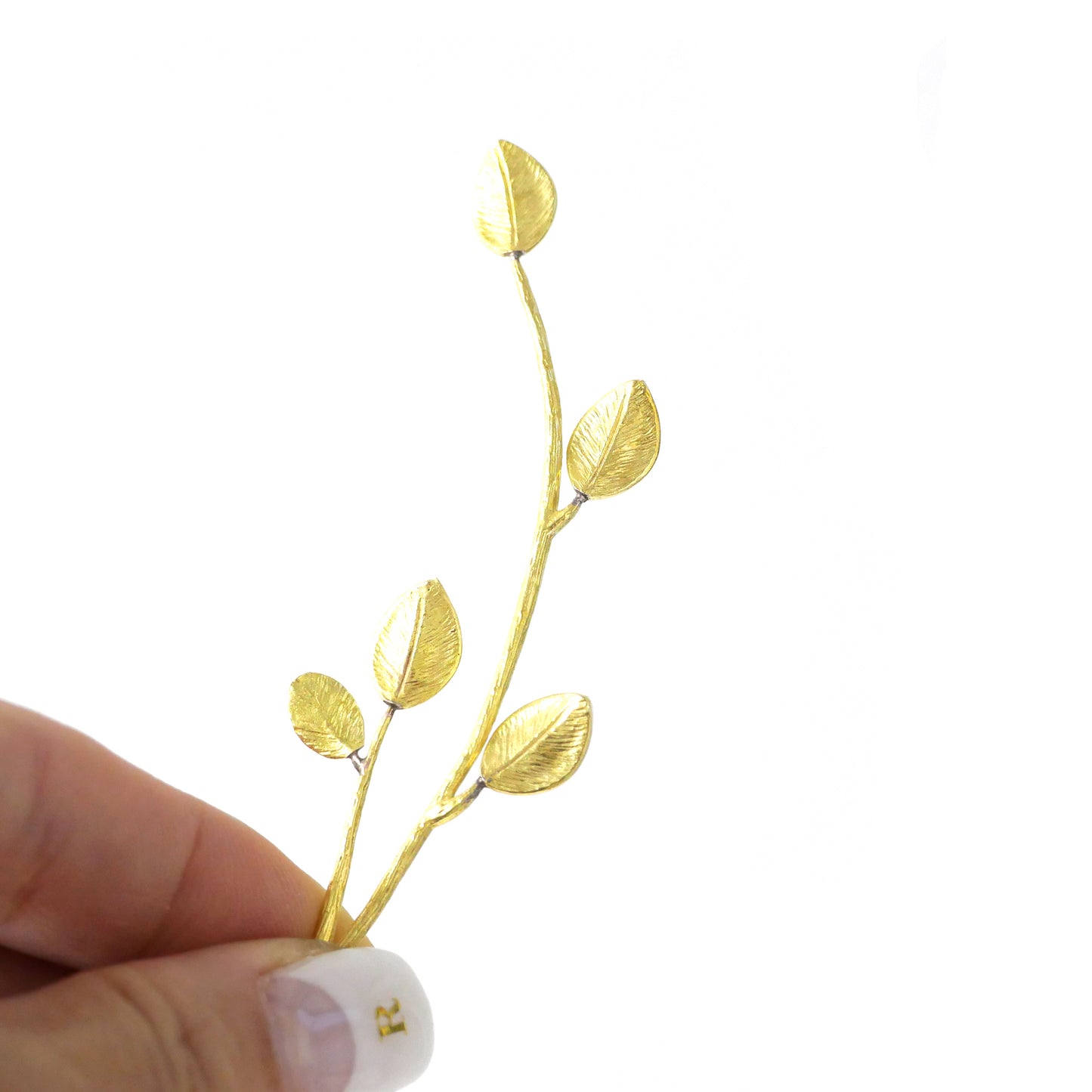 ふっくらリーフ付き 真鍮製一輪挿しオブジェ JF043-2