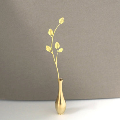 ふっくらリーフ付き 真鍮製一輪挿しオブジェ JF043-2
