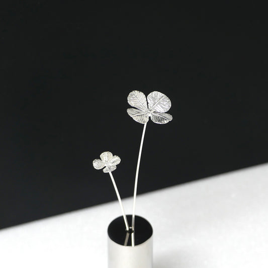 四つ葉クローバー・大小2本セット｜シルバー925製一輪挿し｜Vita Ramus Botanical Objet｜JFS010