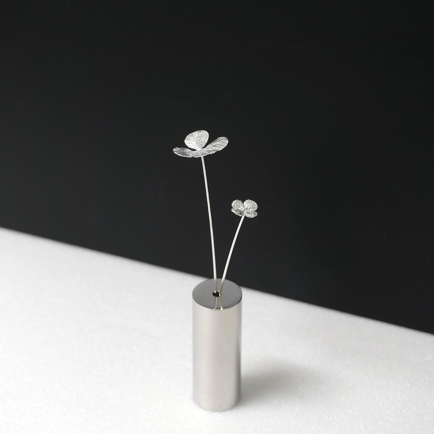 四つ葉クローバー・大小2本セット｜シルバー925製一輪挿し｜Vita Ramus Botanical Objet｜JFS010