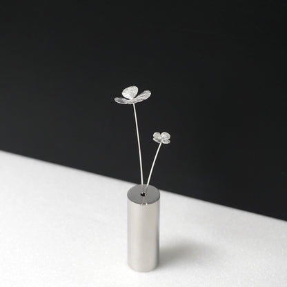 四つ葉クローバー・大小2本セット｜シルバー925製一輪挿し｜Vita Ramus Botanical Objet｜JFS010