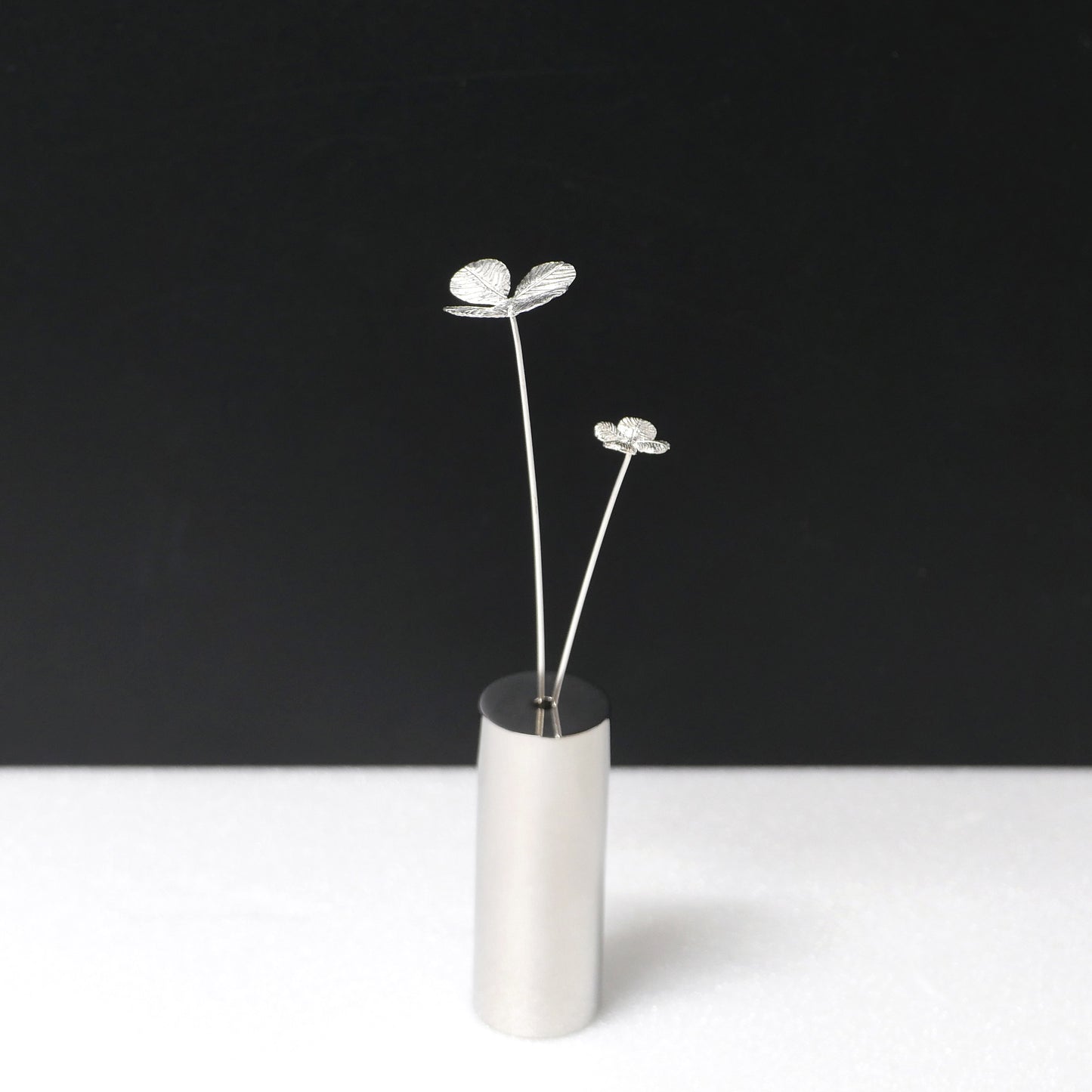 四つ葉クローバー・大小2本セット｜シルバー925製一輪挿し｜Vita Ramus Botanical Objet｜JFS010