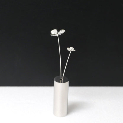 四つ葉クローバー・大小2本セット｜シルバー925製一輪挿し｜Vita Ramus Botanical Objet｜JFS010